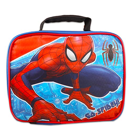 Spiderman Backpack and Lunch Bag Set - Marvel School Supplies Bundle with Stickers, Water Bottle, and More3