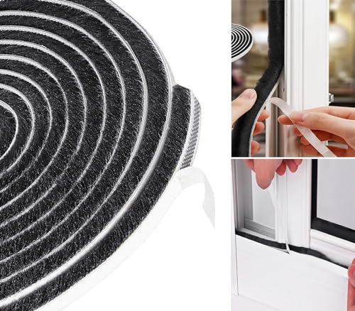 Draft Excluder for Doors, Draught Excluder for Windows, Upgraded Length 5.5 Metres(L) x 9mm(W) x 9mm(T) Self-Adhesive Seal Strip Tape, Stop Draft, Black