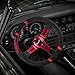 RASTP Universal Racing Steering Wheel,Deep Dish Steering Wheel Leather Embroidery 13.58”/345mm 6 Bolts with Horn Button Include Cable, Wrench,Red