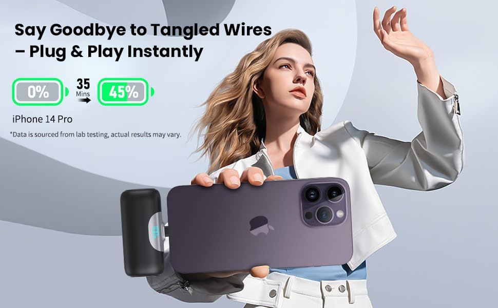 Miniatura 8 de Mini Portable Charger for iPhone,Upgraded 22.5W PD Fast Charging 5500mAh Ultra-Compact Power Bank,LCD Display Plug-in Cute Battery Pack Travel