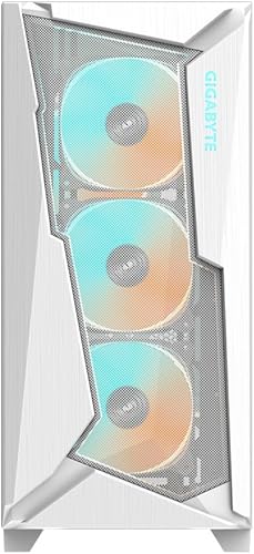Vista 3 de GIGABYTE C301 Glass White - Funda blanca para juegos de PC de torre media, vidrio templado, USB tipo C, 4 ventiladores ARBG incluidos (GB-C301GW)