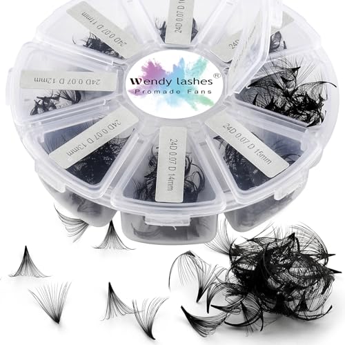 Bouquet prefait cils volume russe D 0.07mm extensions pre-ventiles mixtes 9-16mm