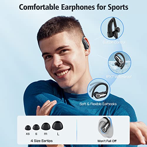 Zonwoo Wireless Earbuds, Bluetooth 5.3 Headphones 88H Playtime With 1800Mah Charging Case, Ipx7 Waterproof Over-Ear Earphones With Earhooks Built-In Microphone Earbuds For Sports Running Workout Black #TOP5