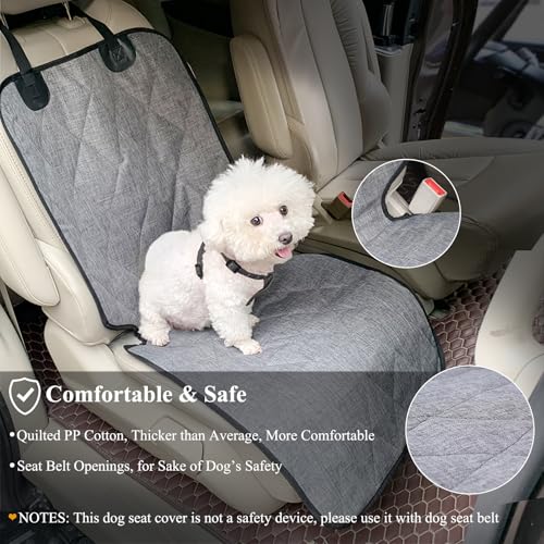 VIVAGLORY Front Dog Seat Covers, 2PACK No-Skirt Design 4 Layers Quilted & Durable 600D Oxford Dog Car Seat Cover with Anti-Slip Backing for Most Cars, SUVs & MPVs, Heather Black