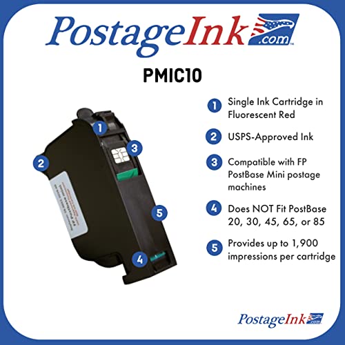 Postageink.com Pmic10 Non-Oem Ink Cartridge Replacement Compatible With Postbase Mini Postage Meters #TOP3