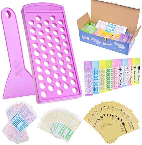 Lip Balm Crafting Kit - Lip Balm Filling Tray and Spatula - BPA Free - 50 Empty Lip Balm Tubes with Caps - 3/16 Oz - 50 Writeable and 50 Printed Stickers - Make Natural Lip Balm - DIY