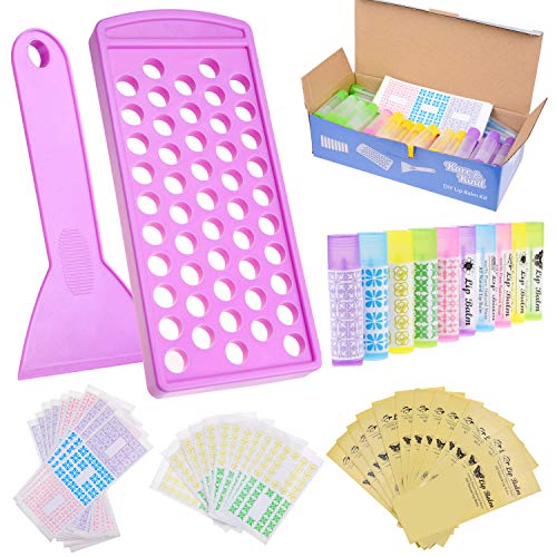 Kare & Kind Lip Balm Crafting Kit - Filling Tray and Spatula - 50 Empty Tubes with Caps (10x5 Colors) - 3/16 Oz (5.5 ml) - 50 Writeable and 50 Printed Stickers - DIY Kit by Kare & Kind - Used condition - US$15.69