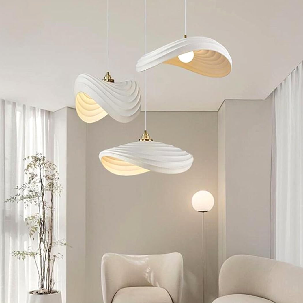 Lampe Suspendue Créative en Résine Suspension Wabi-Sabi Blanc Lustre De Salle À Manger E27 Style Nordique Suspension De Plafond Moderne pour Chambre Salon Cuisine Café Escalier Lumière Décorer
