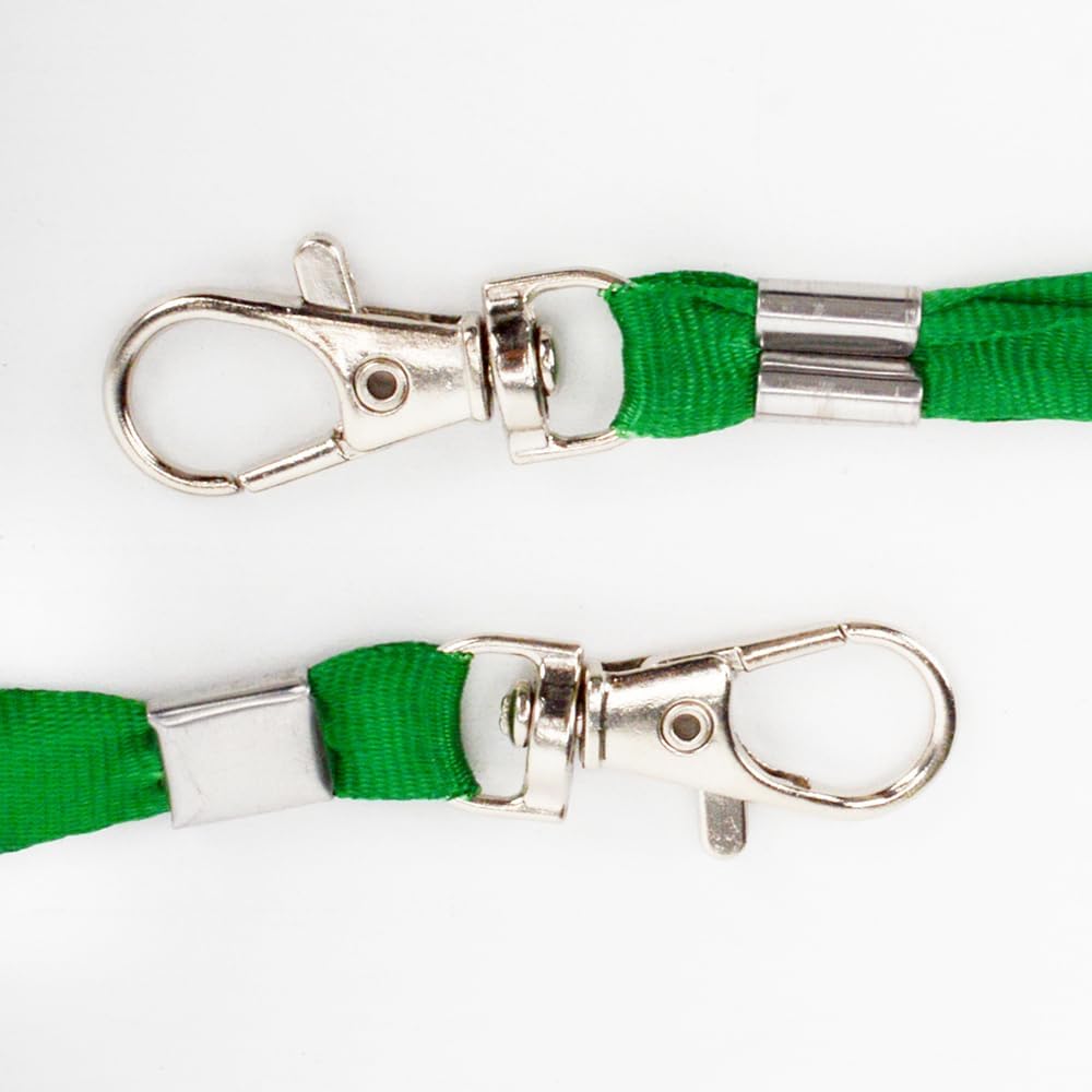 Lanyards 50 Pcs Bulk Lanyard for Id Badges Flat Green Lanyard with Badge Clip Swivel Hook (50, Green) - Image 4