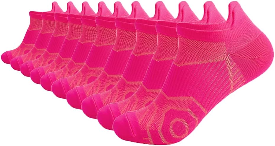 Women Athletic Socks No Show, Size 5-12 Women's Ankle Running Socks Low Cut Sports Hiking Socks 5/10 Pairs (Pink(10 Pairs))