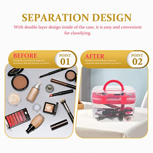 Image of Milisten Double Layer Plastic Sewing Box Multipurpose Plastic Storage Container Organizer Box Portable Handled Storage Organizer for Art Craft Sewing Red
