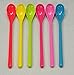 Random Color Melamine Long Handle Mixing Spoon - 7.2 Inch, Set of 5