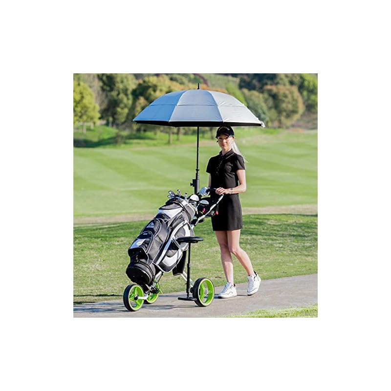 Tangkula Golf Push Pull Cart with Seat, Lightweight Foldable