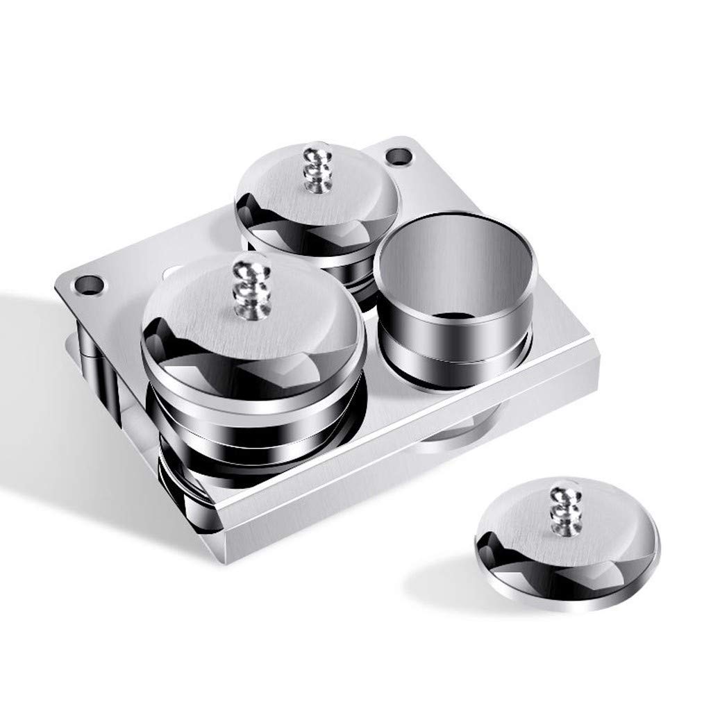 3 Pcs Professional Stainless Steel Manicure Acrylic Powder & Liquid Set Container Jar Organizer Tray with Nail Brush Holder For Nail Art (Silver)
