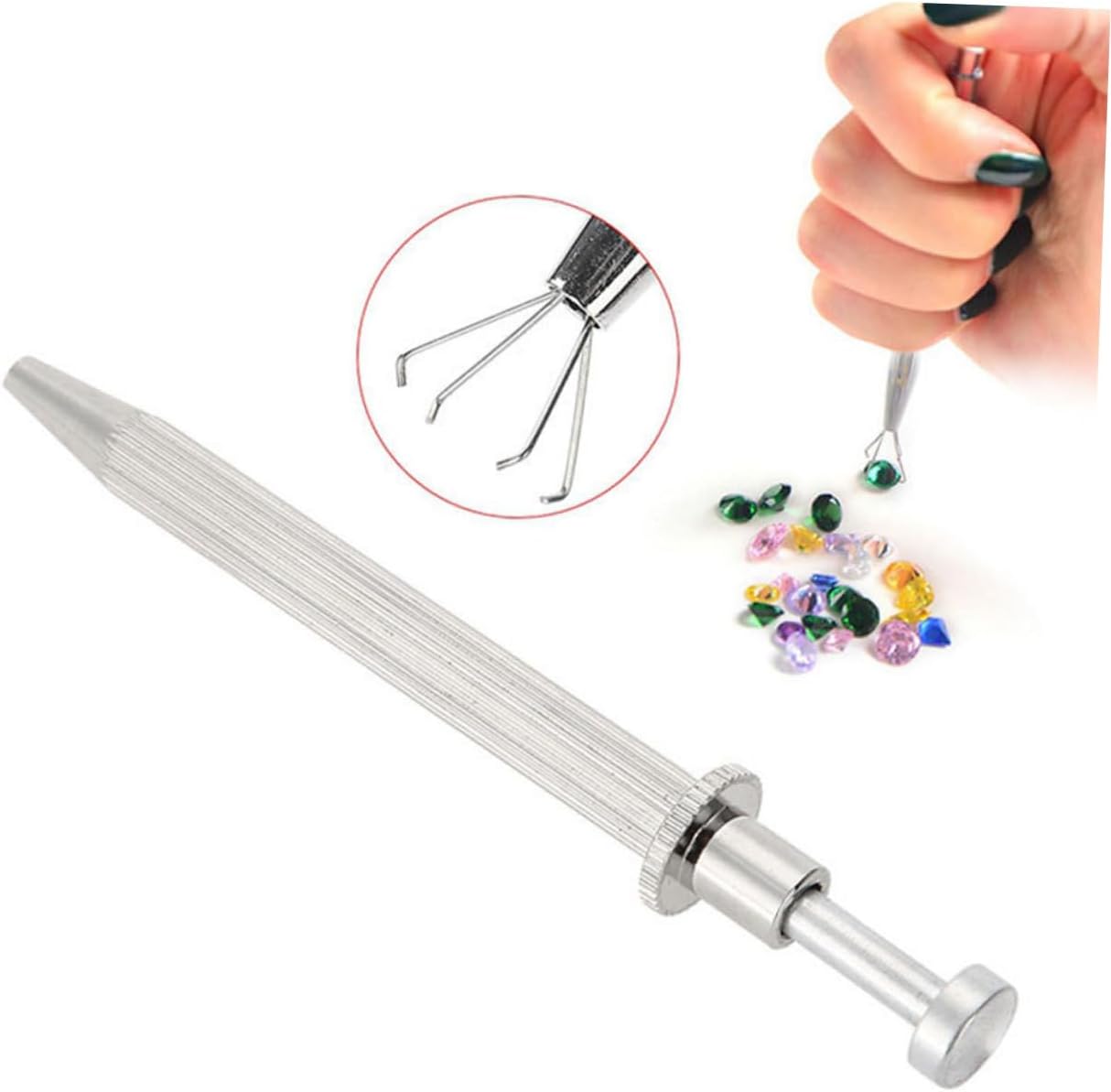EXCEART 4 Claw Jewelry Grabber Tool for Beads and Rhinestones Mini Diamond Tweezer Clip for Precision Work for Crafting and Jewelry Making