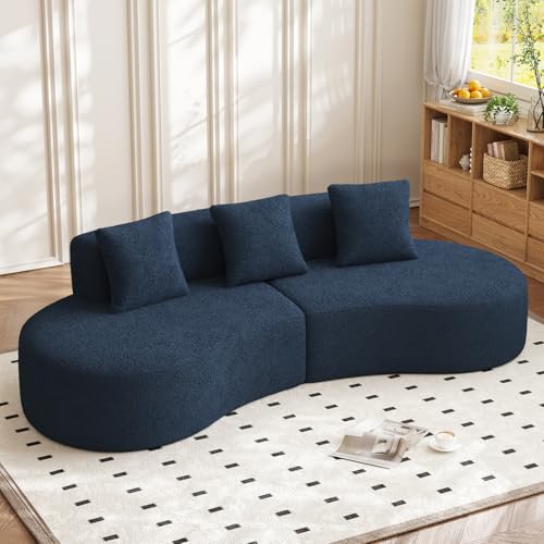 Ligterra Modern Curved Modular Sectional Divano angolare con funzione di sonno, 5 posti, divano imbottito, divano con cuscino per soggiorno, appartamento, decorazione per la casa, facile da montare