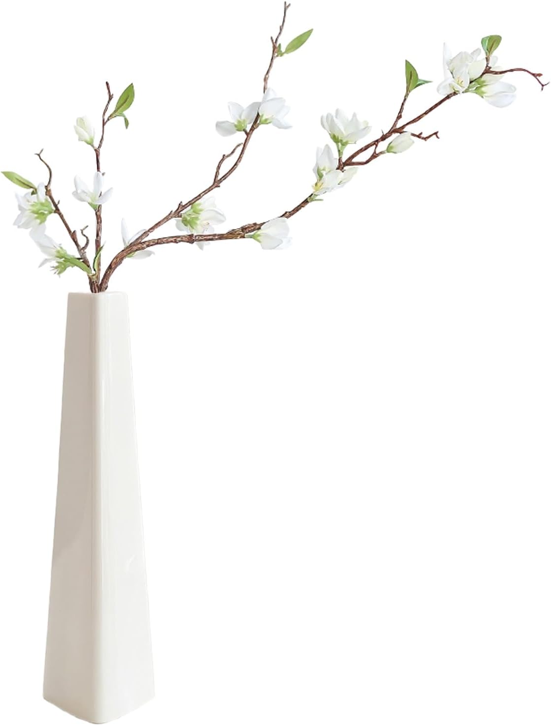 White Ceramic Bud Vase Tall Conic Flower Single Stem Vase Triangle Vase Home Decorative Floral Centerpiece for Wedding and Office - Image 8