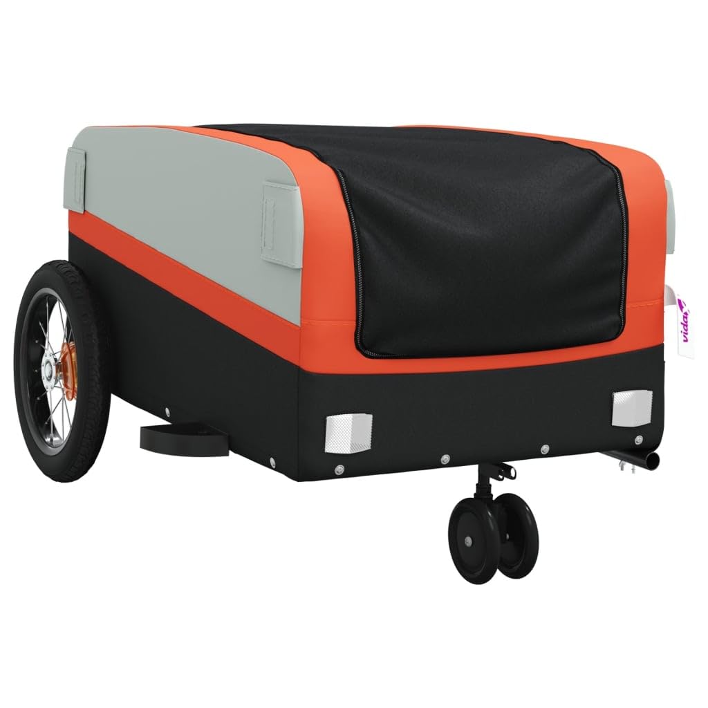 Remolque de bicicleta negro y verde con barra de tracción y bandera de seguridad, plegable, con resorte, para la ciudad, la vida cotidiana, compras, viajes, al aire libre, ciclismo