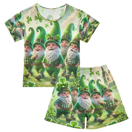 Gnomes St Patricks Pajama Set Short Sleeve Pajamas Shorts Sets Cotton PJS 2 Piece Clothes Set 5Y