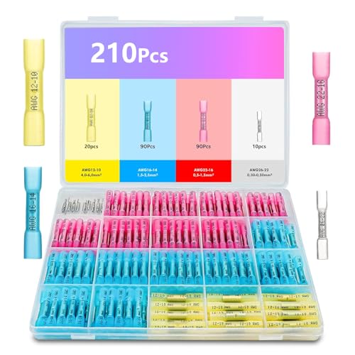 220 Piezas Conectores Termocontraíbles,Conectores De Cable A Prueba De Agua,10-26 AWG Conectores Cables Electricos,Tubo Termoretractil Funda Termoretractil Para Automoción, Marina, Y El Cable
