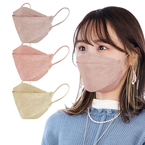 [サンパーシー] 不織布 4層 マスク カラーマスク 個包装 99%カット 大人用 3D立体プリーツ加工 (Dセット, 30)