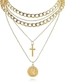 Collar Pirata, Collar Pirata Mujer, Accesorios Pirata Mujer, Colgante Pirata Collar, Collares en Capas Retro Monedas, Collares en Capas Apilables Punk, para Carnaval, Halloween, Cosplay (Oro C)