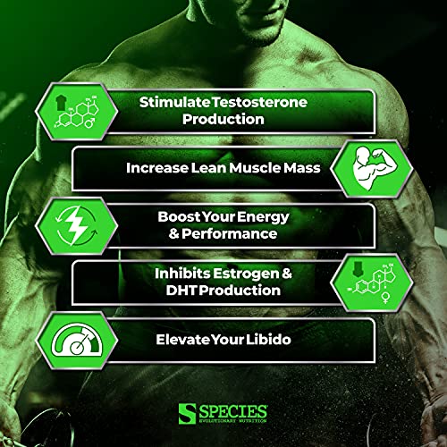 Species Nutrition Testolyze Natural Testosterone Booster, Made with 1250mg Tribulus, DIM, Indole 3 Carbinol, Saw Palmetto, T Booster, Supplement for Bodybuilding, Increased Libido 180 Caps