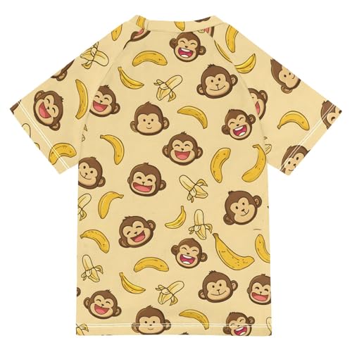 ALAZA Kids Rash Guard Boys Toddler Swim Shirts Short Sleeve Monkey Lovely UPF 50+ 3T2