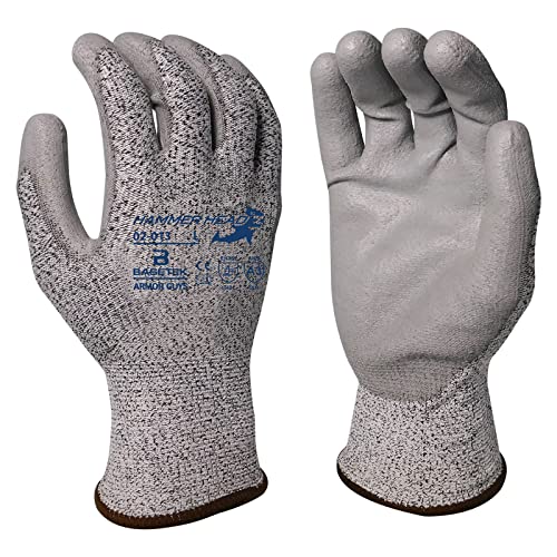 Armor Guys Basetek Protective Work Gloves – Pu Palm Gloves For Dry & Light Oil Grip – A3 Cut Resistant Gloves - Light Manufacturing, Sheet Metal Handling Or Construction Gloves, Size M, 12/Pk #TOP1