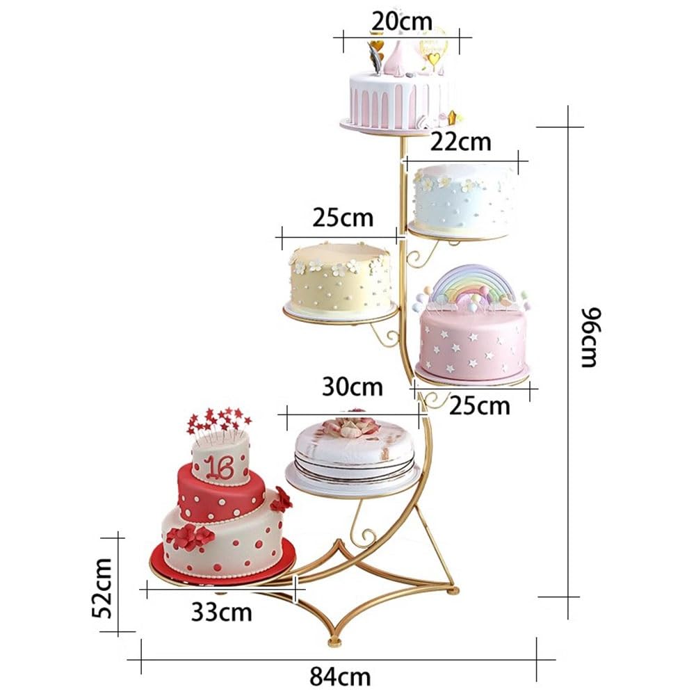 exproyzk Soporte de Metal para Tartas Soporte para Tartas de Boda con bandejas de Malla, Soporte de exhibición de postres y Cupcakes de Varias Capas, con Enredadera de Flores(Gold,6-Tier)