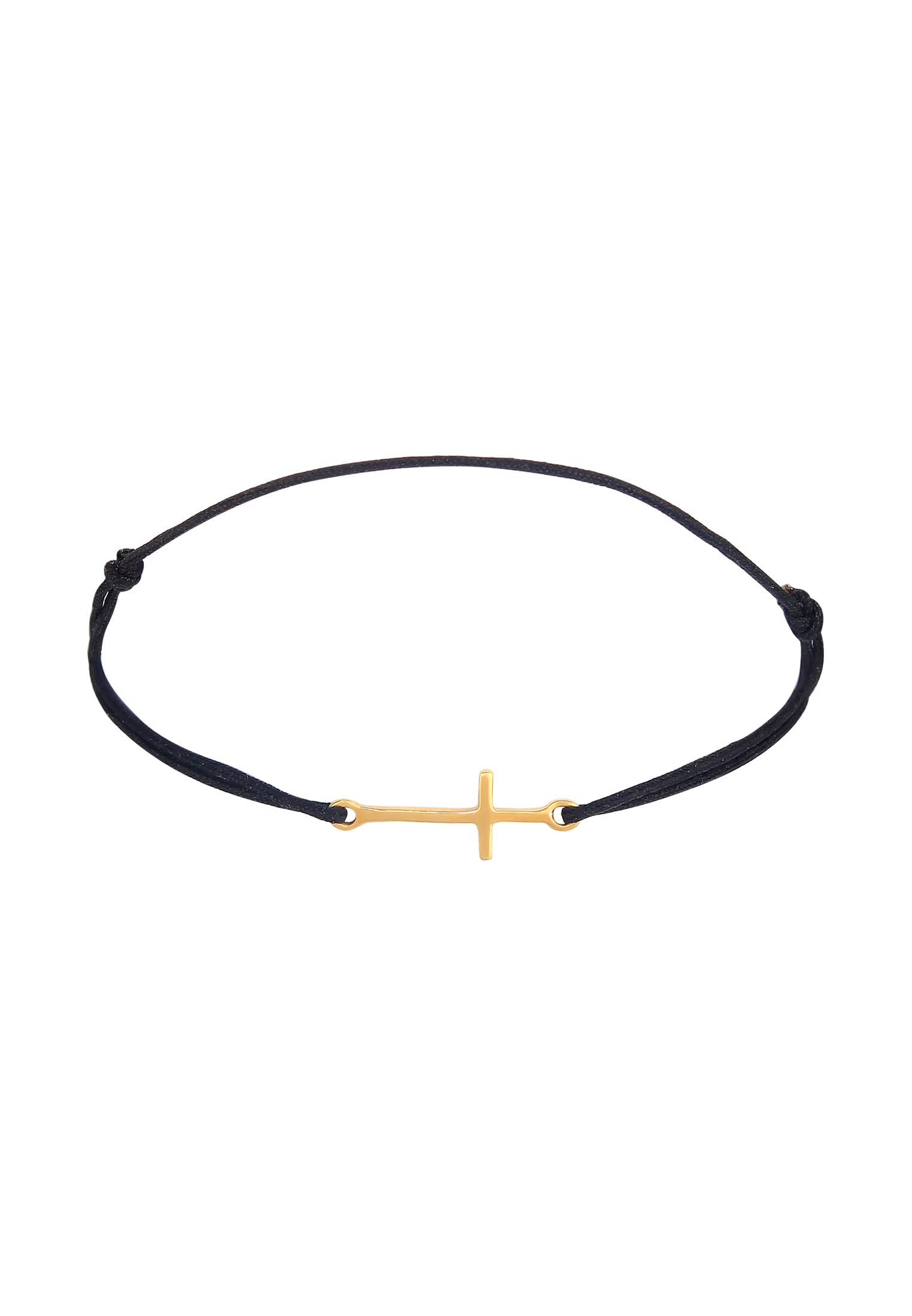 Elli Bracciale Donne Croce Simbolo Tendenza Elastico Nylon Nero in argento sterlino 925
