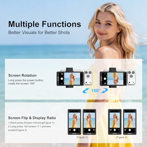 Écran de vlog magnétique pour smartphone doté d'une télécommande sans fil