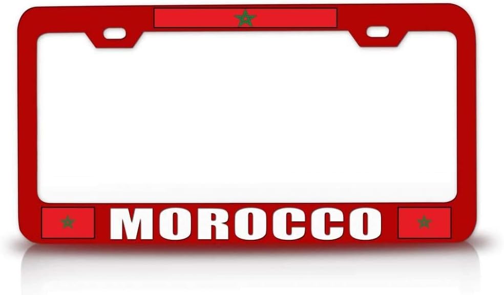 Morocco Flag Metal Car SUV Truck License Plate Frame Red t46