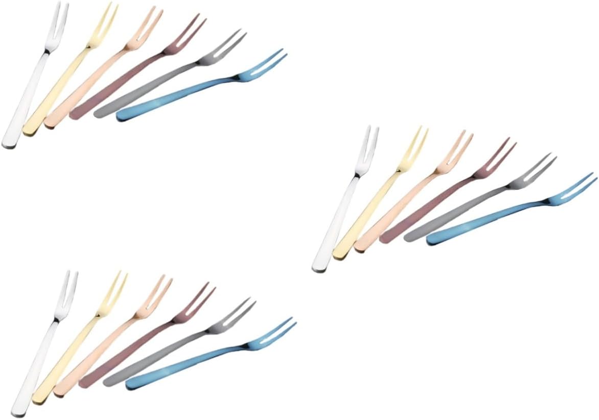 MAGICLULU 18pcs Stainless Steel Fruit Forks Stylish Dessert and Cake Forks for Appetizers Mixed Design Dishwasher Safe for Parties and Events