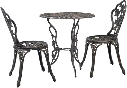 vidaXL 3 Piece Bistro Set Cast Aluminum