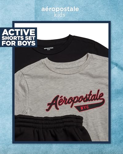Image of AEROPOSTALE Boys Athletic Shorts Set - 3 Piece Performance Short Sleeve Graphic Boys T Shirts & Fleece Shorts (Size: 8-12)