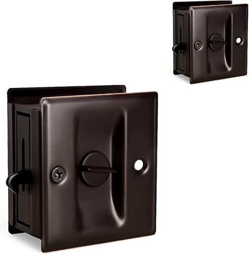 Miniatura 15 de HOMOTEK Cerradura de puerta corrediza de privacidad con tirador. Reemplaza los herrajes viejos o dañados de las cerraduras de puerta de bolsillo