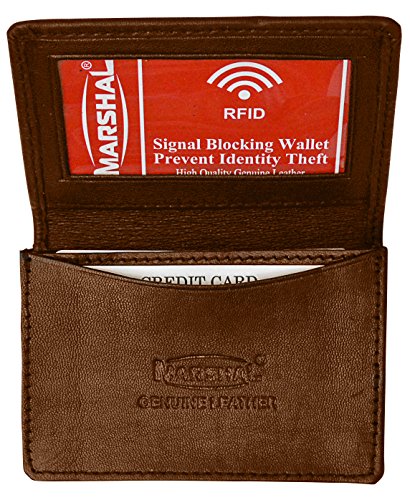 Marshal Leather RFID Business Card Holder Expandable For Men & Women