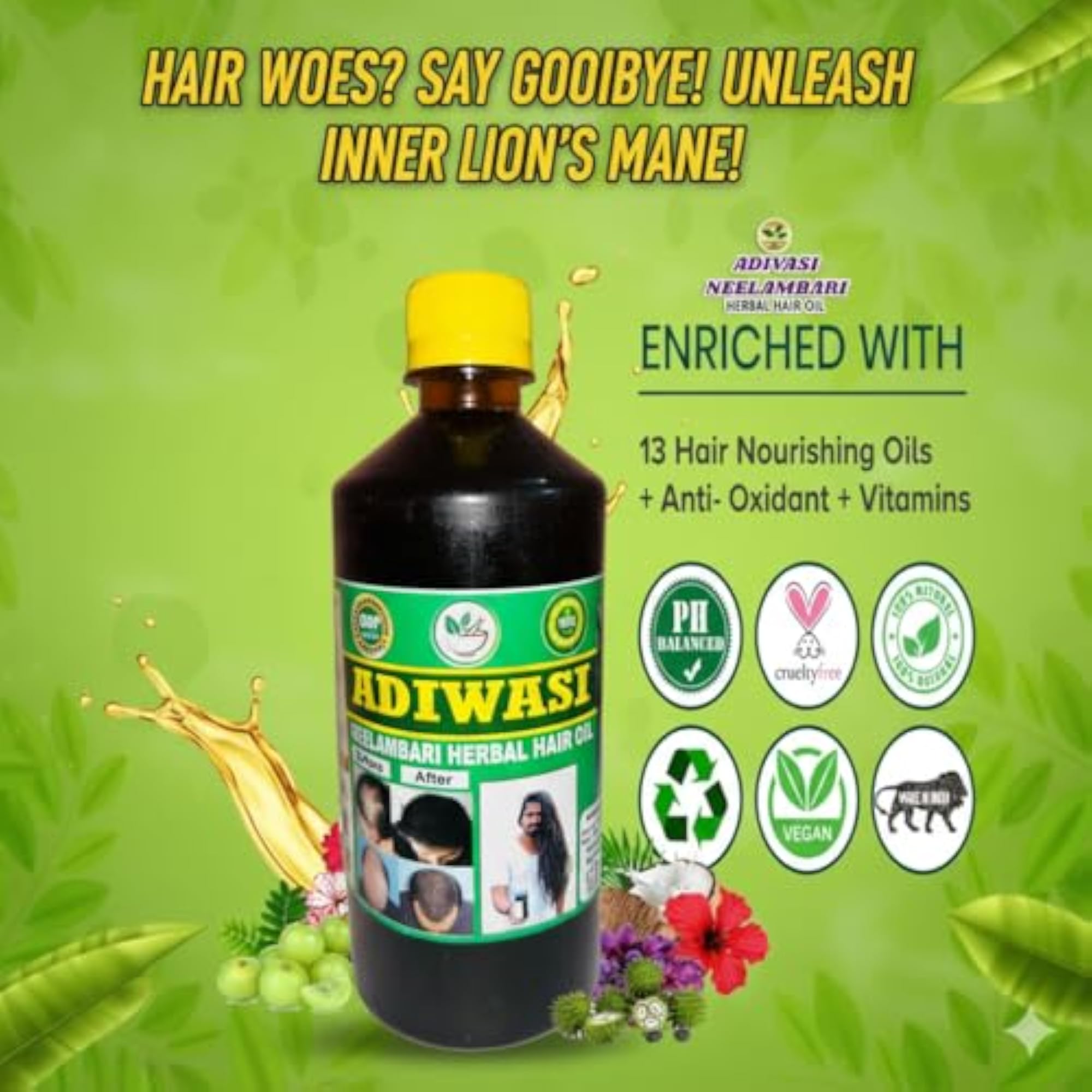 AdiWasi Neelambari Herbal Hair Oil, 500ml