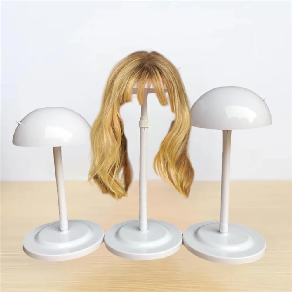 Wig Stand Perückenständer, 2 Stück, weißer, höhenverstellbarer Perückenkopfständer aus Kunststoff, tragbar, for das Styling und Trocknen mehrerer Perücken und Hüte Wig Display Holder