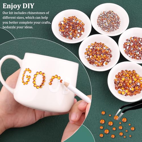 Resin Rhinestones for Crafting with B7000 Jewelry Glue, 2 Boxes Orange Flatback Crystals with 3Pcs 10ml Glue for Bedazzling Crafts DIY Nail Art Makeup，Non Hotfix Gems for Clothing Shoes - Thumbnail 3