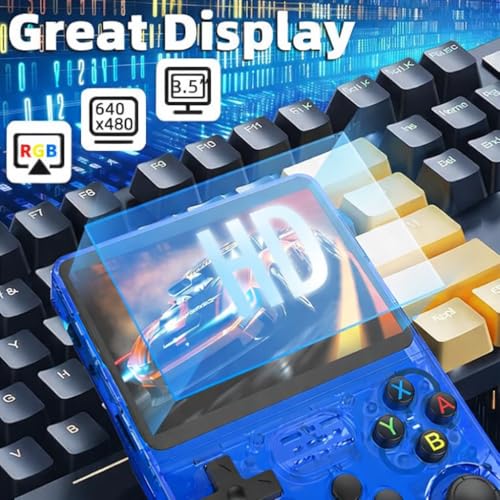Image of Cubonic CrystalPlay ORIGINAL R36S DUal RAM Chips Handheld Gaming Console, Transparent PixelGlass Design, 3.5-Inch LCD Screen, RK3326 Quad-Core Processor, Dual Joysticks, Up to 256GB Expandable Storage, 3000mAh Rechargeable Battery