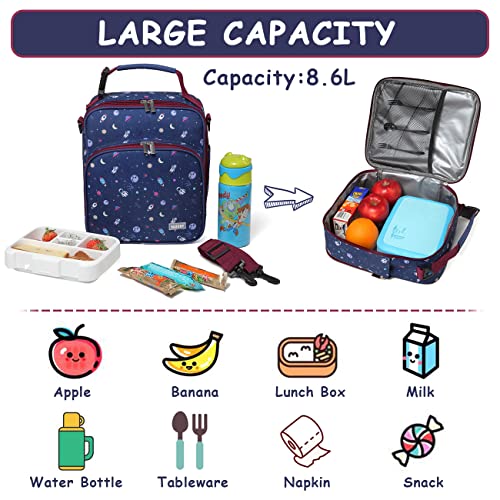 Vaschy Lunch Boxes Bag For Boys, Reusable Lunch Box Containers For Boys And Girls With Detachable Shoulder Strap, Insulated Lunch Coolers For School Cute Astronaut #TOP3