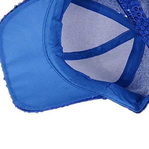 Elee Women Men Shining Sequin Baseball Hat Sequined Glitter Dance Party Cap Clubwear (Royal Blue) #TOP3