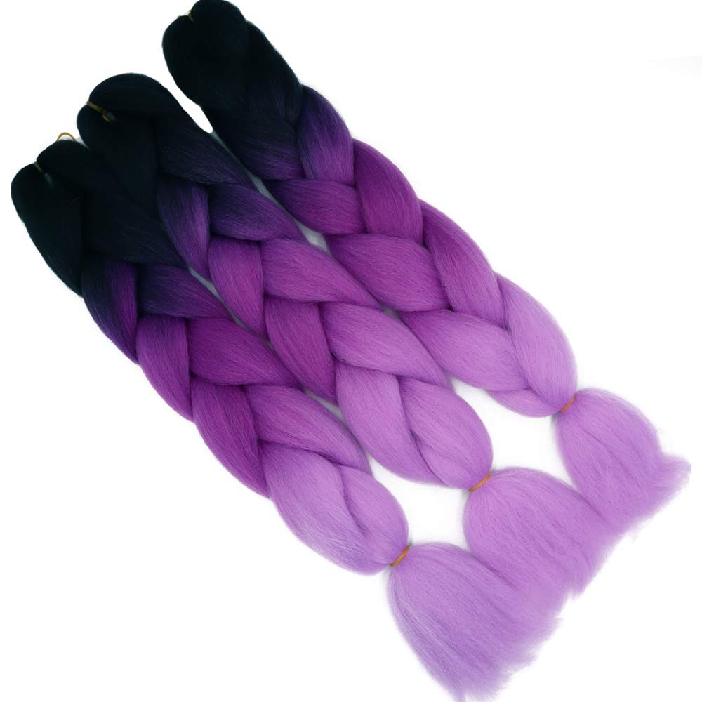 24inch Jumbo Braids Hair Extensions Ombre Braiding Hair Synthetic 3Pieces/lot Crochet Twist High Temperature African Box Braids, Sapphire Blue — view 87
