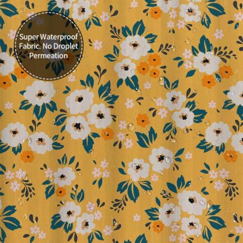 Polyester shower curtain jaune lavable avec œillets antirouille - 6