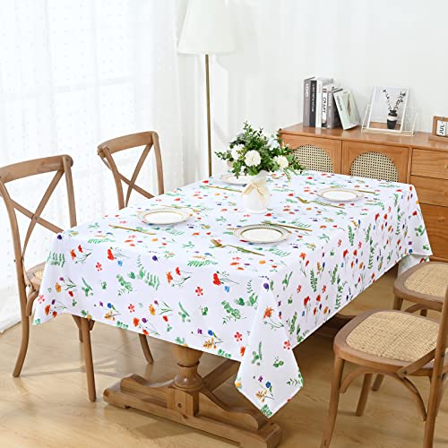 Floral Tablecloth, Summer Flower Table Cloth, Rectangular Green Leaves Tablecloth, Colorful Waterproof Washable Decorative Table Cover For Home Dining Room Party Picnic Kitchen, 60 X 84 Inch #TOP7