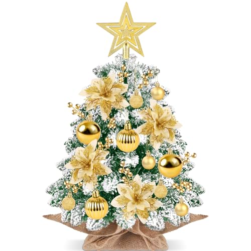 DIYDEC 60 cm Weihnachtsbaum, 24' Mini Goldene Künstlicher...