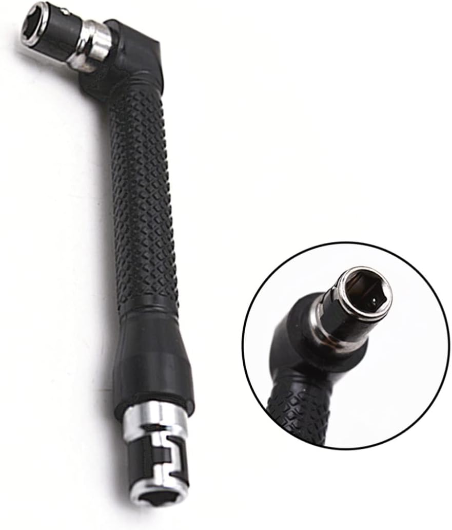 Angoily Double-Headed L-Shaped Socket Wrench 1/4 Right Angle Screwdriver Adapter with Extension Handle for Home Garage Workshop Use