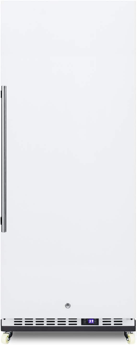 Summit Appliance FFAR12WRI 24" Wide Mini Reach-In All-Refrigerator with Dolly; 10.1 cu.ft. Capacity; Auto Defrost; White Exterior; Digital Thermostat; Sheet Pans and Adjustable Tray Supports
